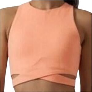 Athleta Conscious Cut Out Sports Bra High Racerback Powervita Bright Peach L
